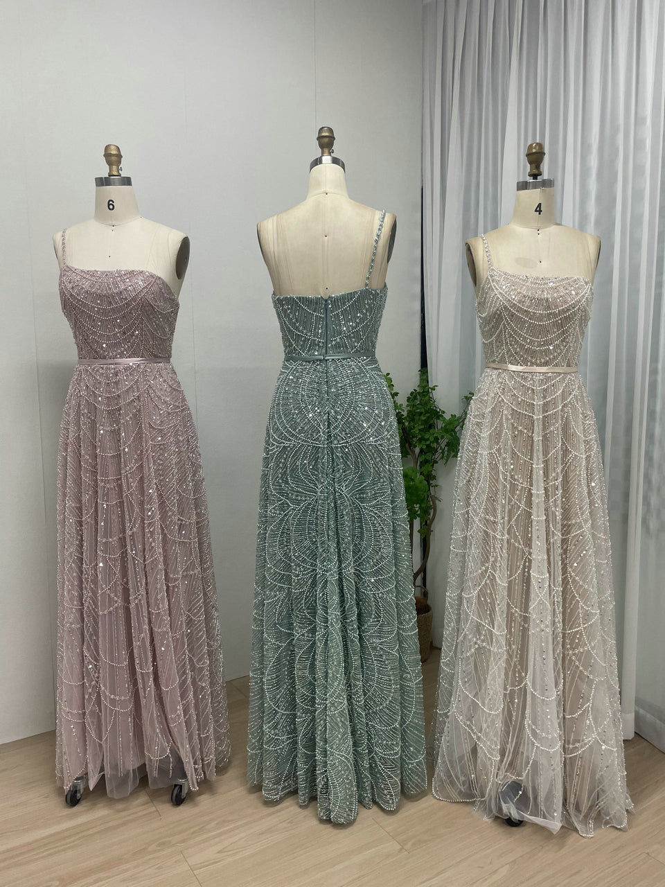 Luxury Beaded Bridesmaid Dress Spaghetti Strap A-Line Prom Dress MY30088