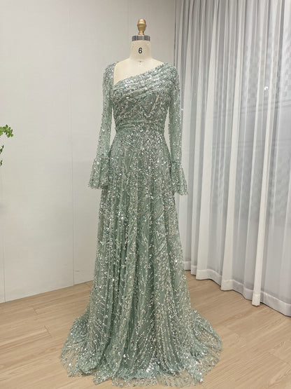 Elegant Sequined Flared Sleeves Flowing Skirt Luxury Evening Wear for Special Occasions MY30089-2