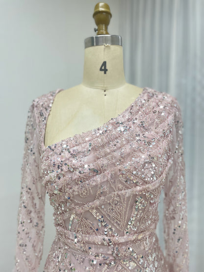 Elegant Sequined Flared Sleeves Flowing Skirt Luxury Evening Wear for Special Occasions MY30089-2