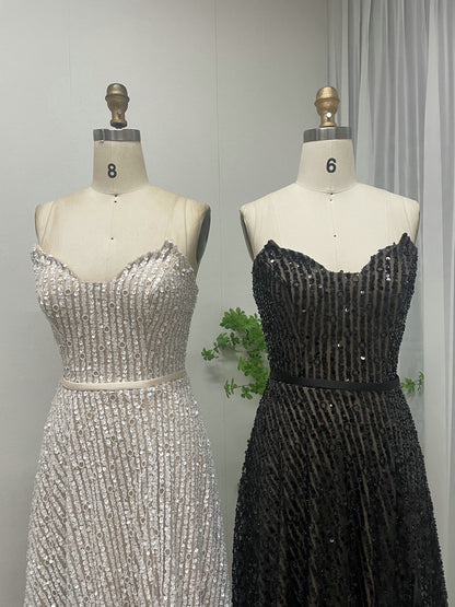 White A-Line Sparkle Prom Dress Sweetheart Full Length Gown MY30090