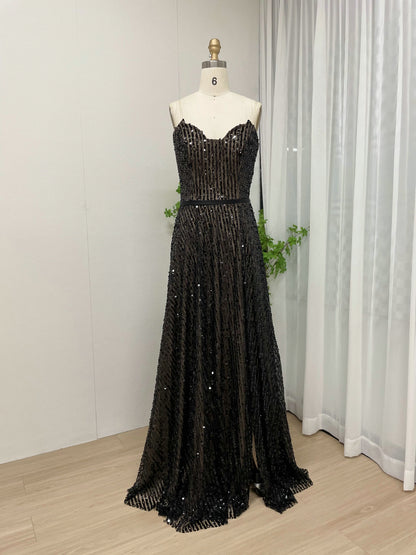 White A-Line Sparkle Prom Dress Sweetheart Full Length Gown MY30090