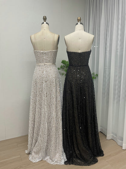 White A-Line Sparkle Prom Dress Sweetheart Full Length Gown MY30090