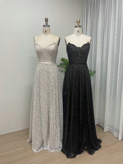 White A-Line Sparkle Prom Dress Sweetheart Full Length Gown MY30090