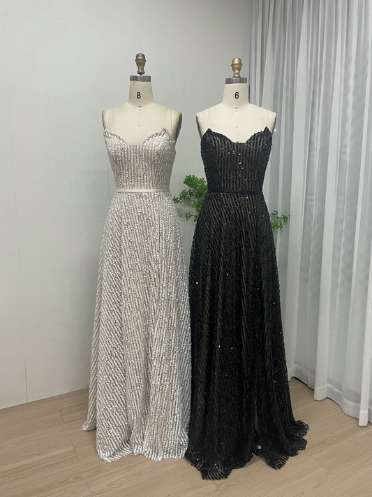 White A-Line Sparkle Prom Dress Sweetheart Full Length Gown MY30090