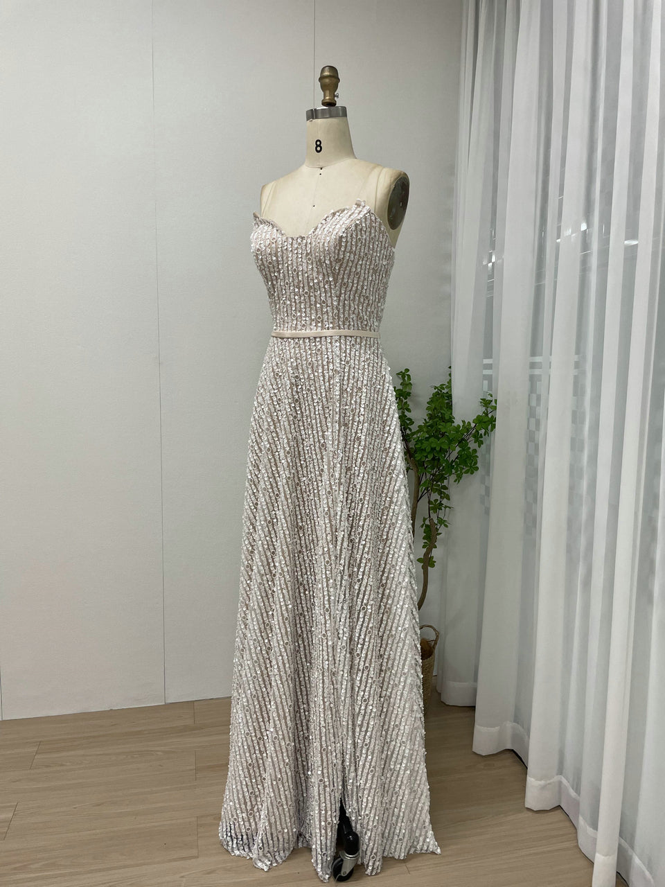 White A-Line Sparkle Prom Dress Sweetheart Full Length Gown MY30090