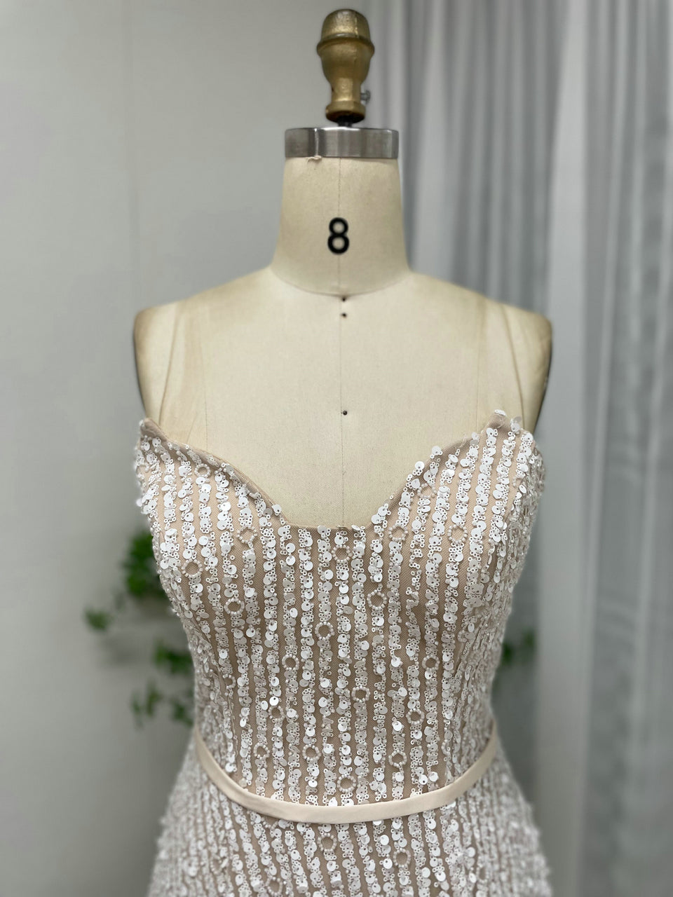 White A-Line Sparkle Prom Dress Sweetheart Full Length Gown MY30090