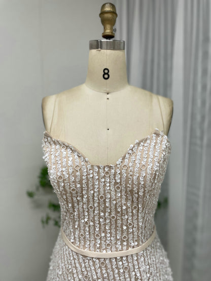 White A-Line Sparkle Prom Dress Sweetheart Full Length Gown MY30090