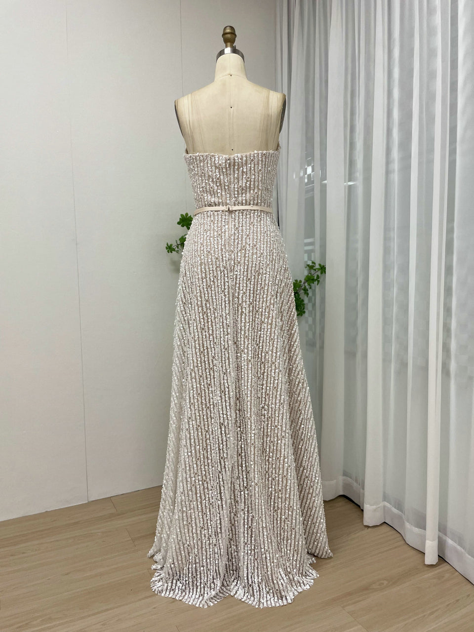 White A-Line Sparkle Prom Dress Sweetheart Full Length Gown MY30090