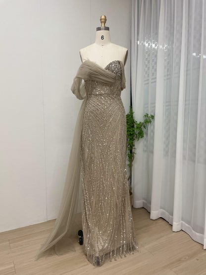 Stylish Off Shoulder With Ruffle Beading Lace Wedding Party Evening Dress MY30093