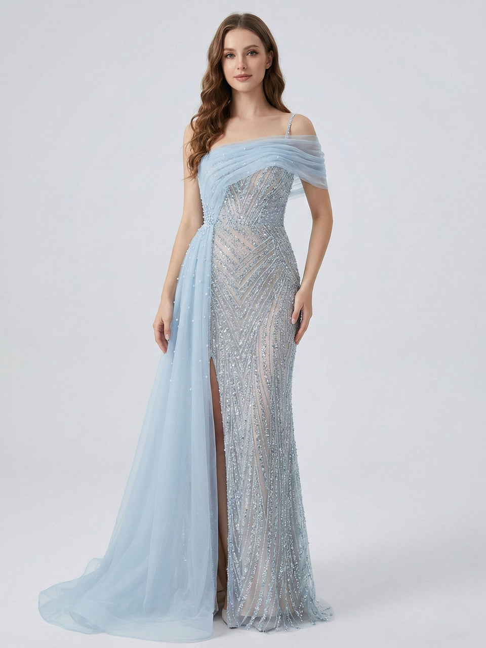 Beautiful Off Shoulder Spaghetti Strap Couture Beading Lace Wedding Party Evening Dress MY30094