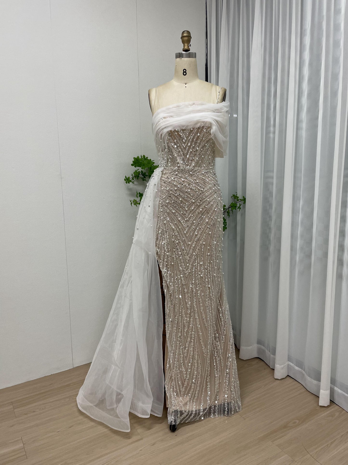 Beautiful Off Shoulder Spaghetti Strap Couture Beading Lace Wedding Party Evening Dress MY30094