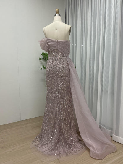 Beautiful Off Shoulder Spaghetti Strap Couture Beading Lace Wedding Party Evening Dress MY30094