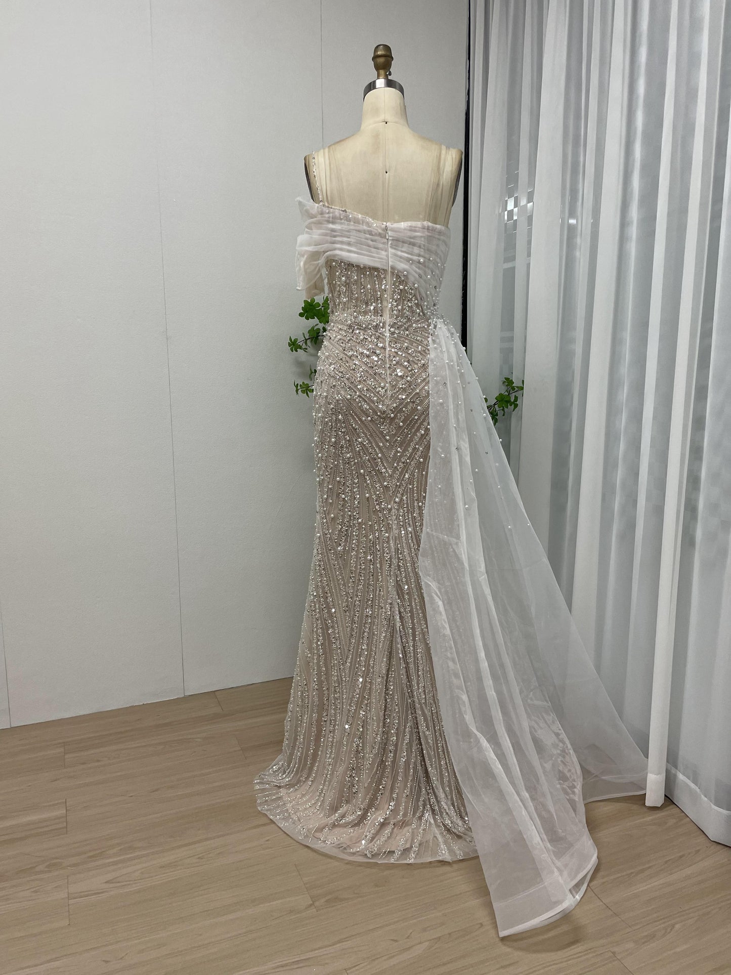 Beautiful Off Shoulder Spaghetti Strap Couture Beading Lace Wedding Party Evening Dress MY30094