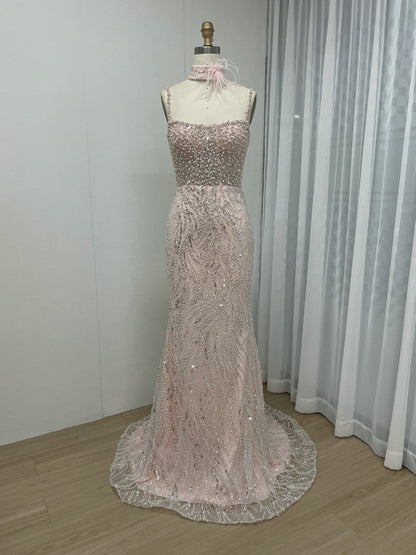 Grey Pearl Beaded Sheath Formal Wedding Reception Dress MY30095