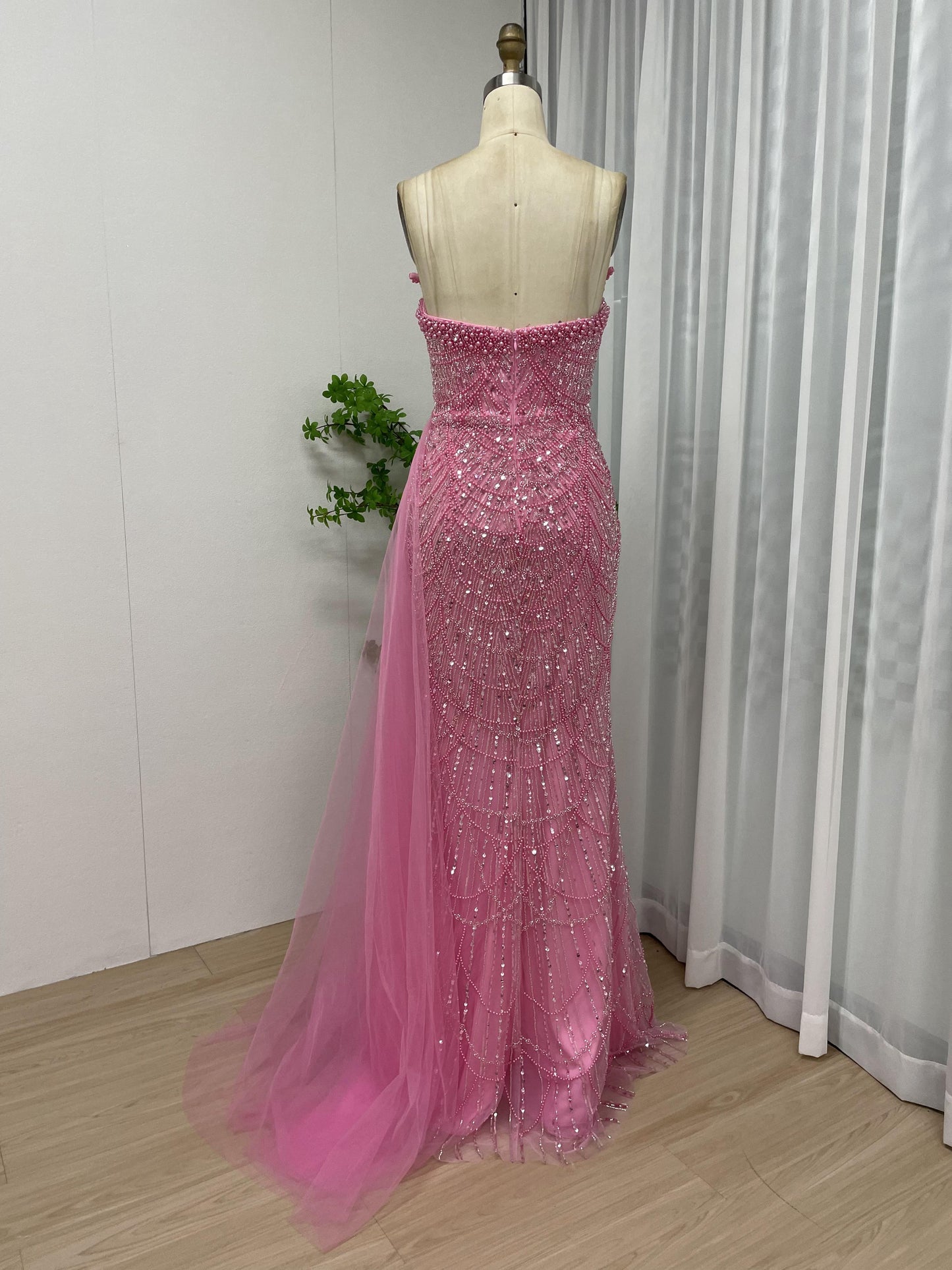 Exclusive Strapless Body Fitted Beading Lace Engagement Evening Dress MY30110