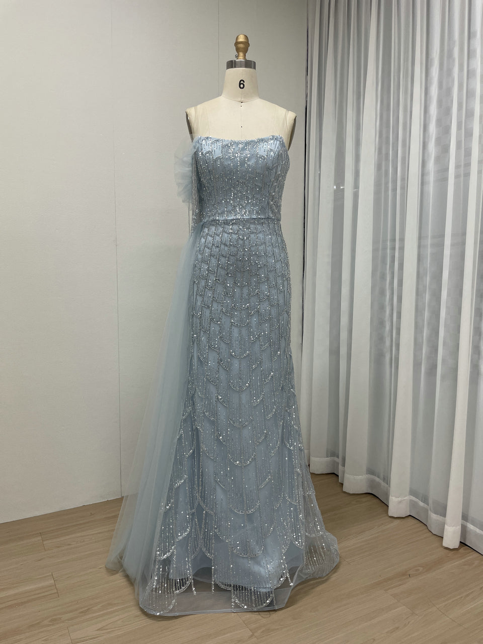 Exclusive Off Shoulder Strapless Beading Lace Evening Dress MY30113