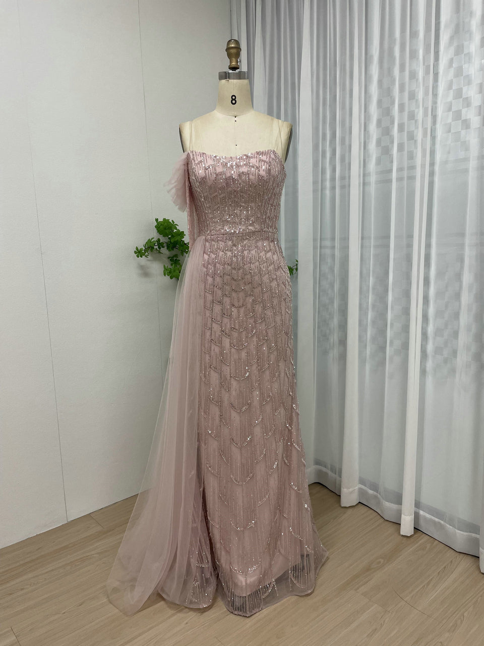 Exclusive Off Shoulder Strapless Beading Lace Evening Dress MY30113