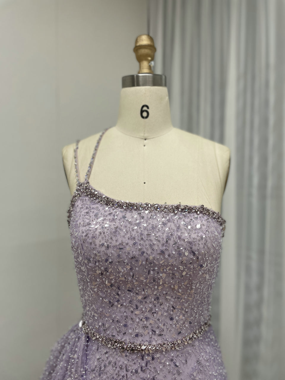 Shimmer Beaded Nude Pink Mermaid Spaghetti Strap Formal Gown MY30121