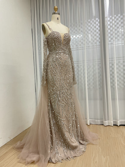 Pink Sparkle Beaded Mermaid Gown with Sweetheart Neckline MY30130-2