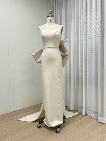 Bejge Spaghetti straps Mermaid Gown Large Bow Train Bridal Gala Wear MY30132-3