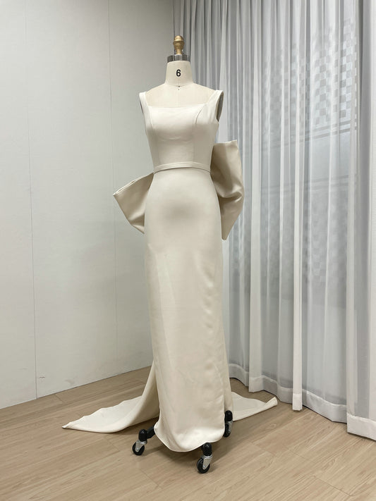 Bejge Spaghetti straps Mermaid Gown Large Bow Train Bridal Gala Wear MY30132-3