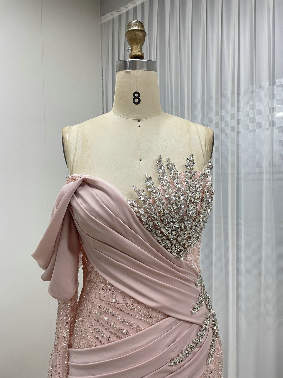 Chic Off-Shoulder Pink Gown for Gala Nights MY30138