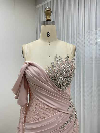 Chic Off-Shoulder Pink Gown for Gala Nights MY30138