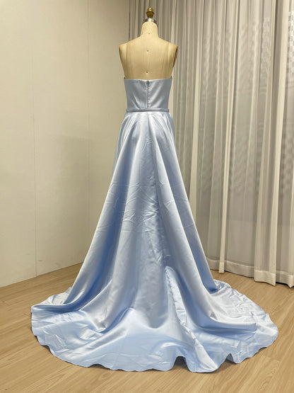 Luxury Pink Evening Wear with Satin Fabric Slit Detail Elegant Floor-Length MY30162