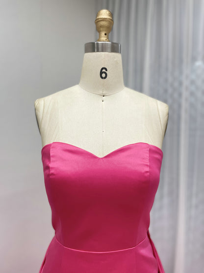 Luxury Pink Evening Wear with Satin Fabric Slit Detail Elegant Floor-Length MY30162