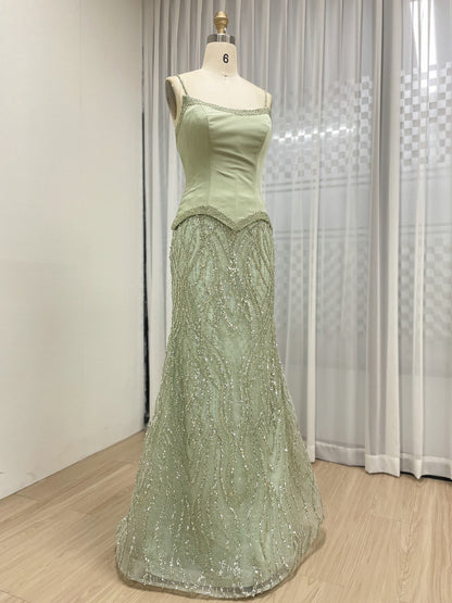 Luxury Pink Beaded Mermaid Evening Gown with Corset Bodice MY30169