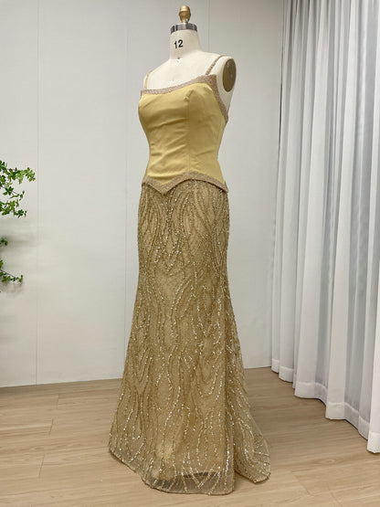 Luxury Pink Beaded Mermaid Evening Gown with Corset Bodice MY30169