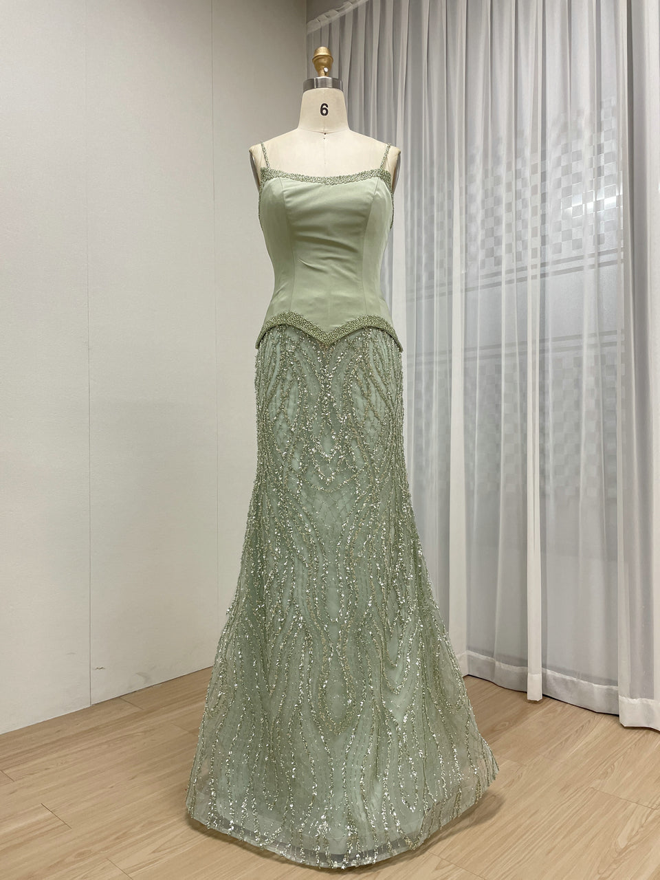 Luxury Pink Beaded Mermaid Evening Gown with Corset Bodice MY30169