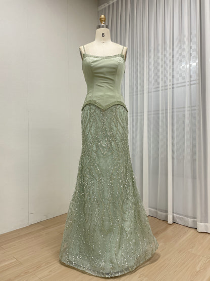 Luxury Pink Beaded Mermaid Evening Gown with Corset Bodice MY30169