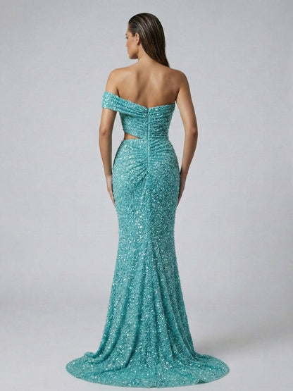 Sparkly Green Sequin Prom Dress Sweetheart Neckline MY30172