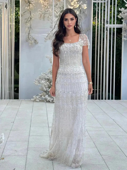 Vintage Style Light Gray Embroidered Off-Shoulder Prom Dress MY30204