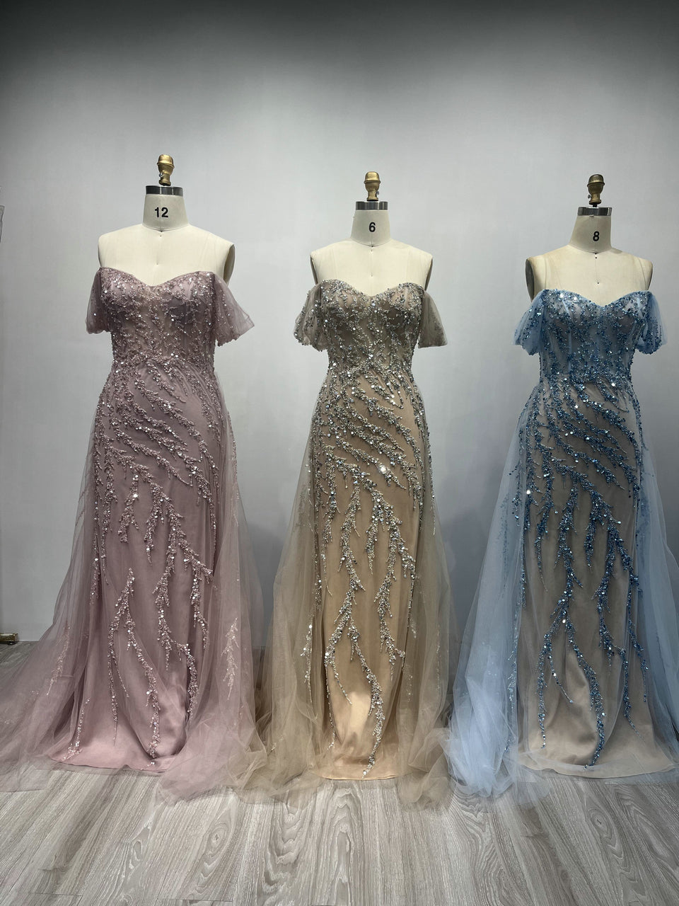 Elegant Couture Beading Off Shoulder Evening Gown Romantic Tulle Prom Dress YD22201B