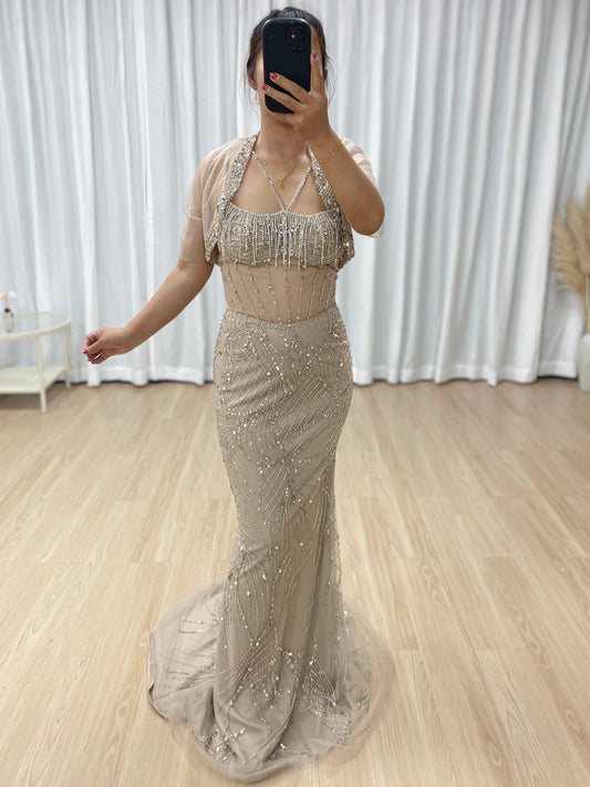 Luxury Haute Couture Mermaid Evening Dress With Jacket Strap Evening Gowns MB40387